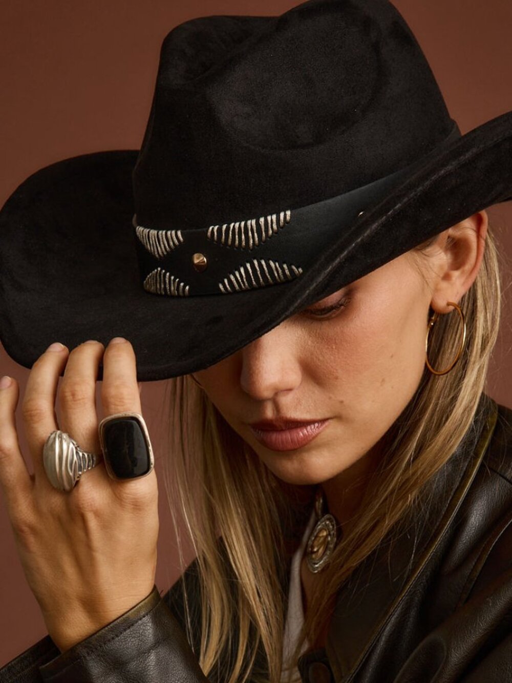 12th Tribe Talon Black Suede Cowboy Hat Size O/SO/S